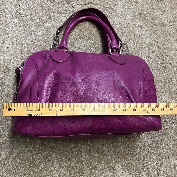 Audrey Brooke Large Leather Fuchsia 3 compartment Satchel- NWT - Picture 4 of 14